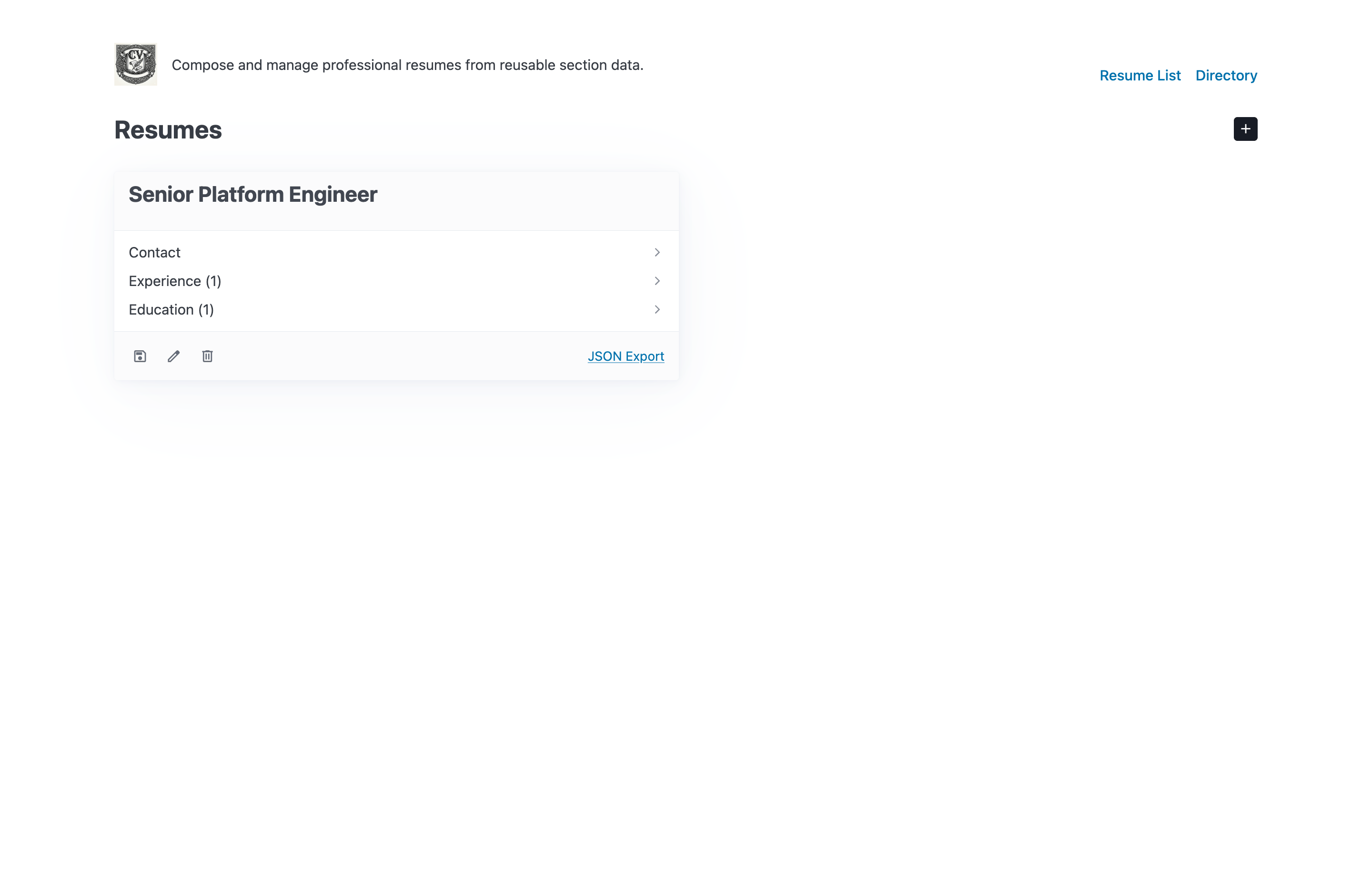 Recording of resume editing workflow
