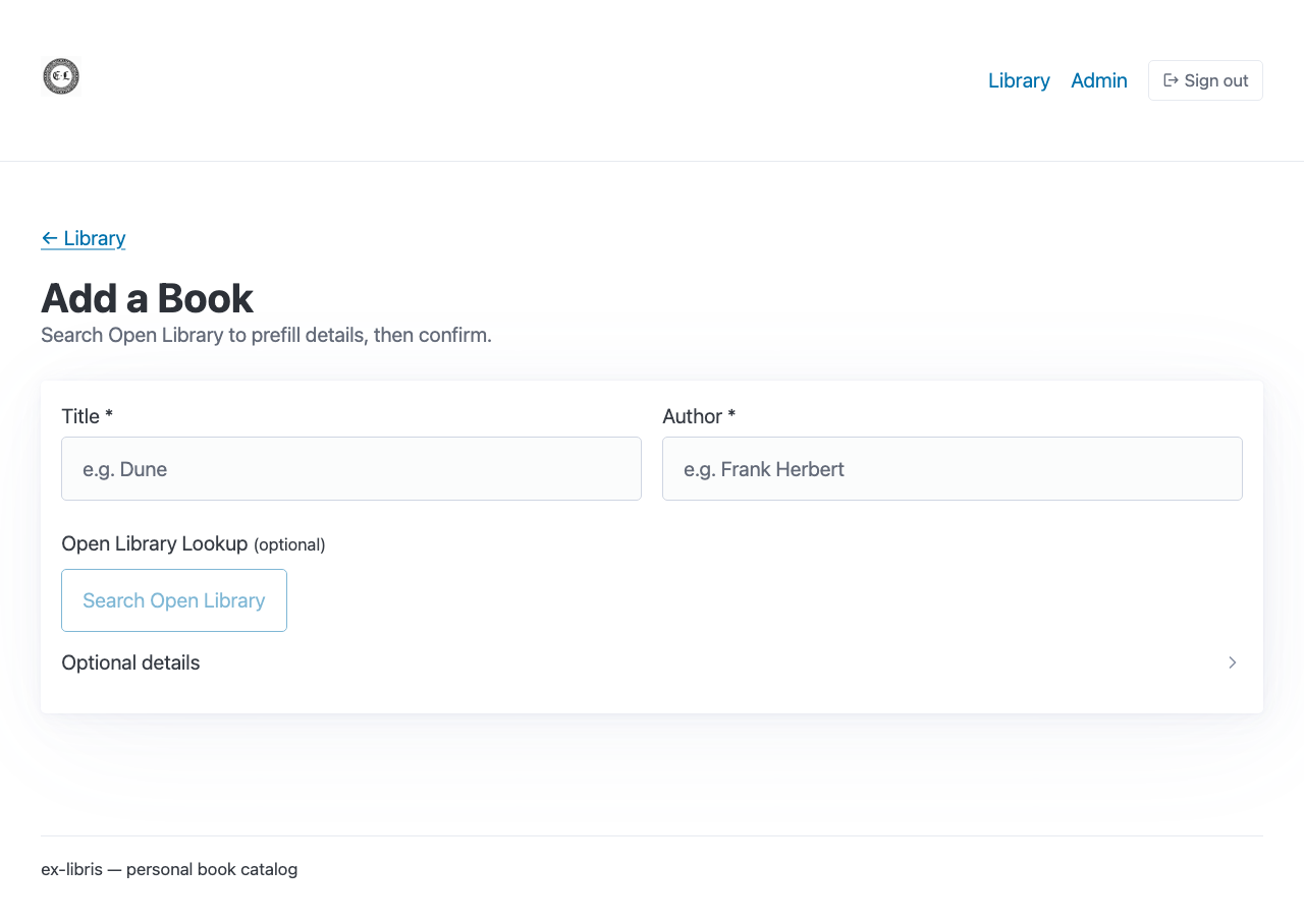 Add book form with Open Library lookup